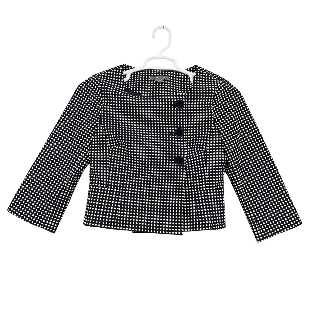 Ann Taylor Polka Dot 3/4 Sleeve Button Front Career‎ Jacket Size 0